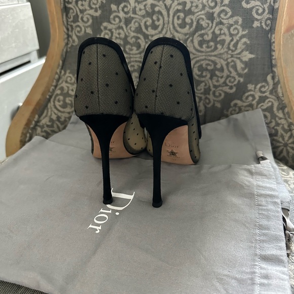Christian Dior Black Mesh Polka Dot Pointed Toe Stiletto Heel - Picture 4 of 8